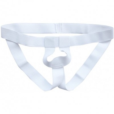 G-Strings & Thongs Men's Sexy Stretch Bandage Jockstrap G-String Underwear with Enhancing Strap - White - C119734X463