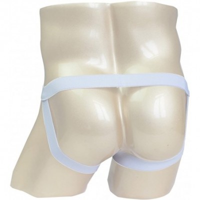 G-Strings & Thongs Men's Sexy Stretch Bandage Jockstrap G-String Underwear with Enhancing Strap - White - C119734X463