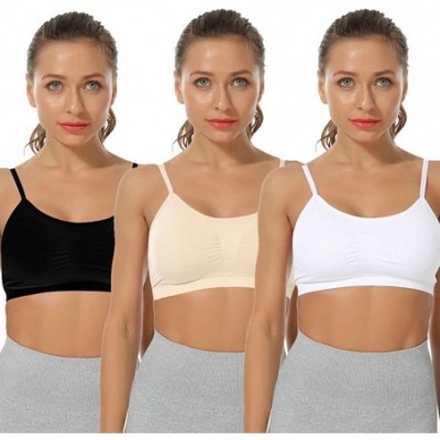 Bras Women's Sport Bra Spaghetti Strap Yoga Camisole Crop Top Comfort Bralette - Black 1- White 1- Skin 1 - CW18RYY2SCL