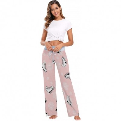 Bottoms Women Pajama Pants Sleepwear Comfy Casual Palazzo Lounge Pants Wide Leg - Color 4 - C6197QHTTTW