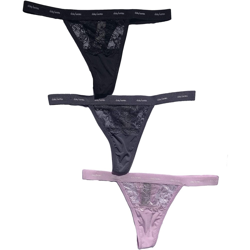 Panties Pretty Lace Thong for Women Waistband Logo 3 Pack - C3199Y5O5LO