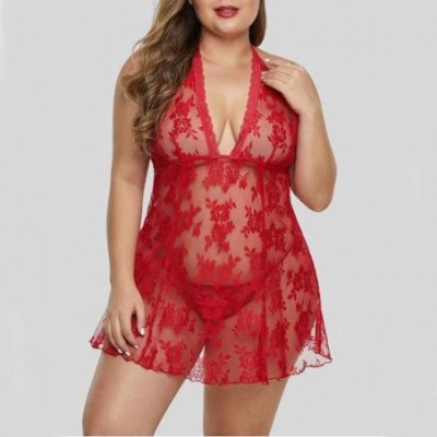 Sets Lace Lingerie Plus Size-Womens Babydol Strap Chemise Sleepwear-See Through Bodysuit-Sexy Satin V Neck Dress Tigivemen - ...