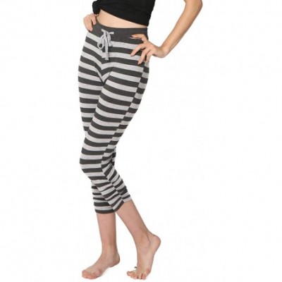 Bottoms Women's Pajama Pants Cotton Stretch Lounge Bottoms Casual Sleepwear - Grey Strip - CI18Z94YCXX