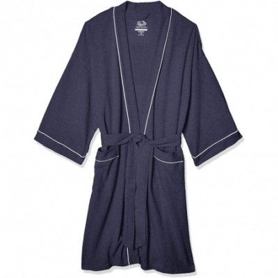 Robes Men's Waffle Kimono Robe - Navy - CG12CNQZOEH