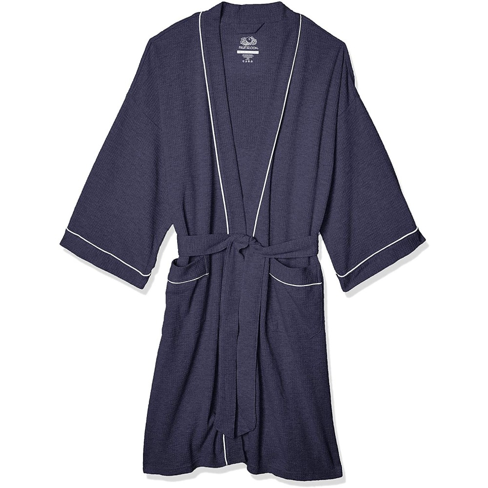 Robes Men's Waffle Kimono Robe - Navy - CG12CNQZOEH