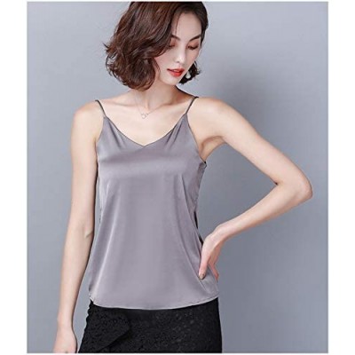 Camisoles & Tanks Womens Camisole Blouse V-Neck Spaghetti Strap Cami Shirt Tank Top - Black/White/Silver-grey - CN197756NH6