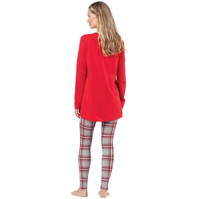 Sets Pajamas for Women - PJs Women- Long Sleeve Top & Leggings - Red Plaid - CF18IOHZSEW