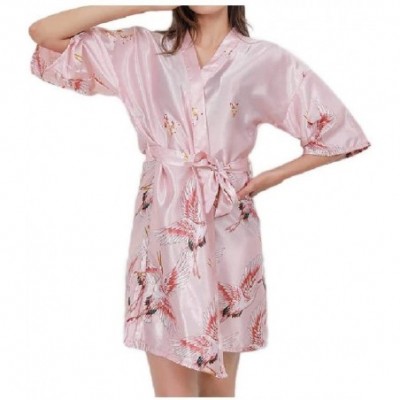 Robes Women's Lounger Sleepwear Print Pajamas Charmeuse V Neck Robe AS8 L - As8 - CA19DCTEYSS