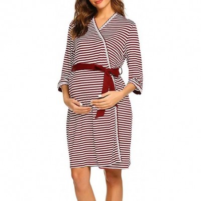 Nightgowns & Sleepshirts Maternity Nightdress Womens Pregnant Nursing Nightgown Dress Striped Nightwear Dress for Breastfeedi...