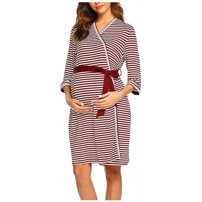 Nightgowns & Sleepshirts Maternity Nightdress Womens Pregnant Nursing Nightgown Dress Striped Nightwear Dress for Breastfeedi...