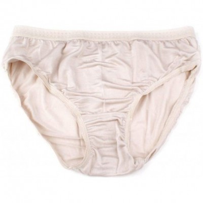 Panties Women's 100% Silk Knitted Midrise Panties Briefs - Beige - CZ11MYFV7CV