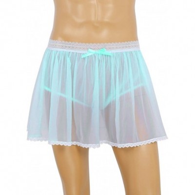 Panties Sissy Skirted Panties Men Mesh Sheer Thong G-String Crossdress Underwear Lingerie - Light Blue - CD18W7EGT04