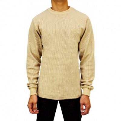 Thermal Underwear Men's Big & Tall Heavyweight Long Sleeve Thermal Crew Neck Top - Khaki - C418704N05R