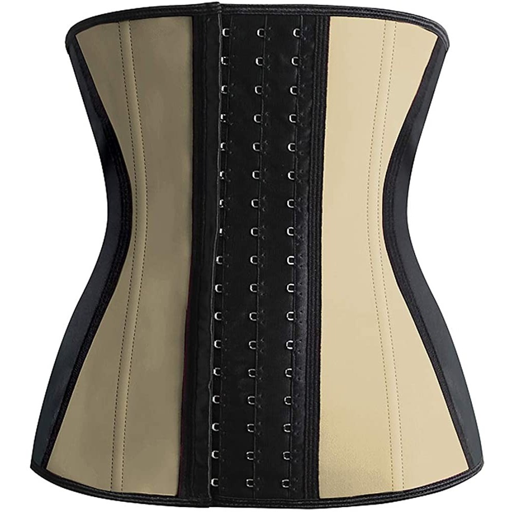 Bustiers & Corsets Women's Latex Waist Cincher 9 Steel Bone Corset Body Shaper - Beige - C818LC93ENT