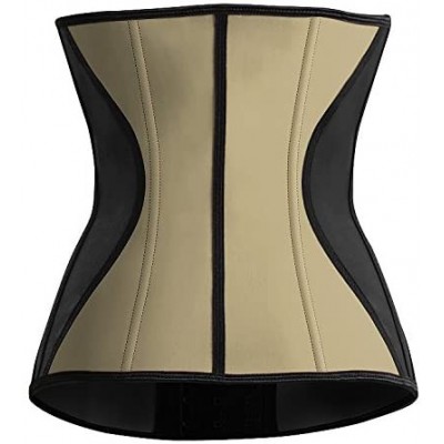 Bustiers & Corsets Women's Latex Waist Cincher 9 Steel Bone Corset Body Shaper - Beige - C818LC93ENT