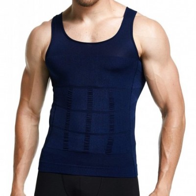 Shapewear Men Body Slimming Tummy Shaper Belly Underwear Shapewear Waist Girdle Shirt 2020 New - Blue - C0196ITHSLT