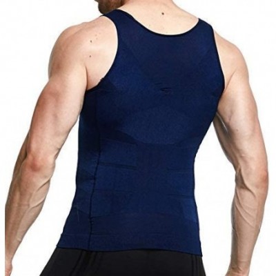 Shapewear Men Body Slimming Tummy Shaper Belly Underwear Shapewear Waist Girdle Shirt 2020 New - Blue - C0196ITHSLT