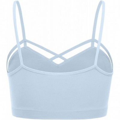 Bras Womens Stretchy Comfy Criss Cross Front Detailed Bralette with Detachable Bra Pad - Ashblue - CM18NR8CT4Q