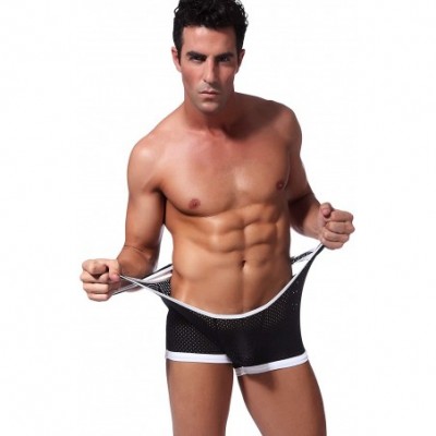 G-Strings & Thongs Men's Sexy Wrestling Singlet Leotard Underwear - Black-mesh - CL18ZZUC9ZS