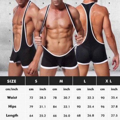 G-Strings & Thongs Men's Sexy Wrestling Singlet Leotard Underwear - Black-mesh - CL18ZZUC9ZS