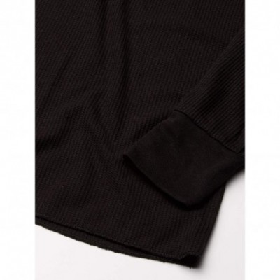 Thermal Underwear Men's Classic Midweight Waffle Thermal Underwear Crew Top - Black/Black (2-pack) - CJ188G3QIXO