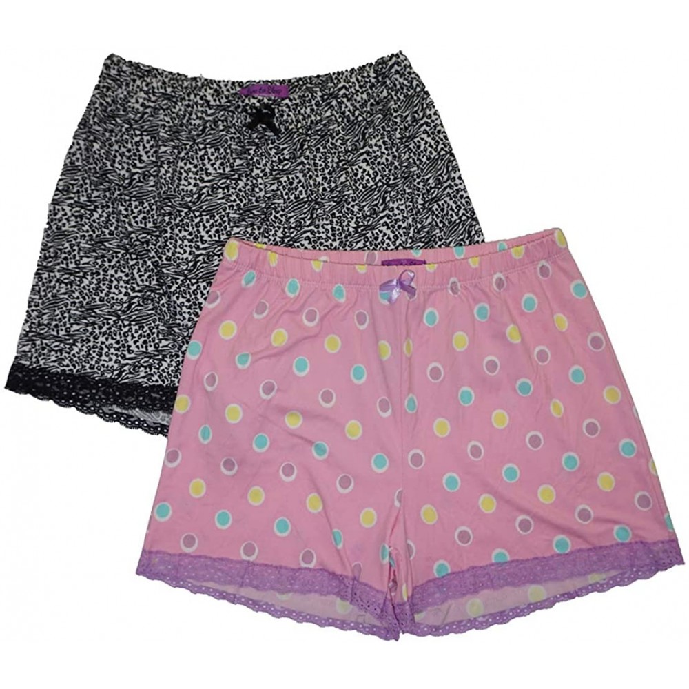 Bottoms Womens Two-Pack Pajama Shorts - Zebra/Dot - C318TNCG9WU