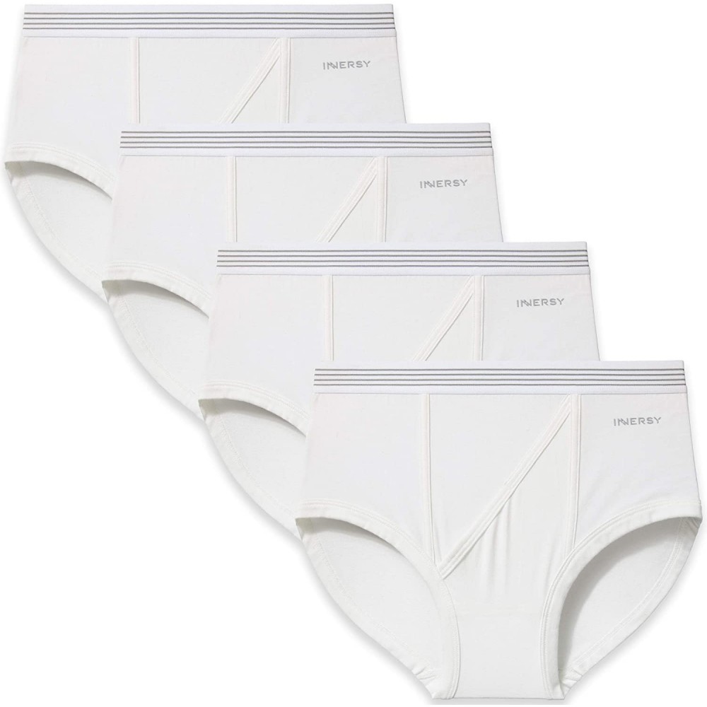 Briefs Men's Underwear Briefs Classic Full Rise Cotton Underwear 4 Pack - White - C318X07XLAD