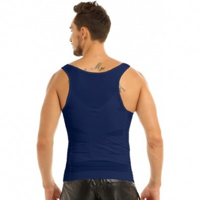 Shapewear Men's Slimming Body Shaper Vest Compression Shirt Gym Workout Tank Top Sleeveless Abdomen Shapewear - Royal Blue - ...