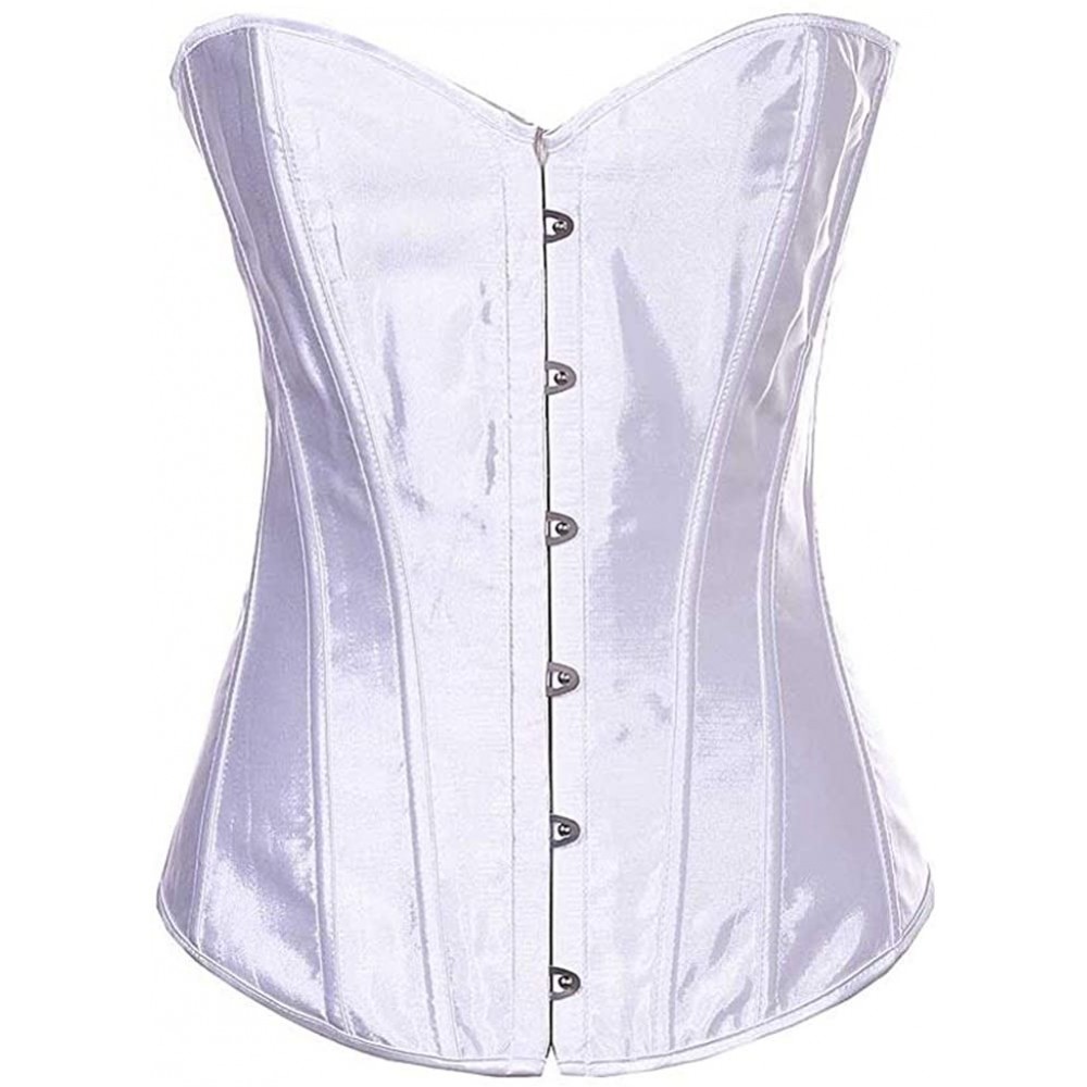 Bustiers & Corsets Corset Women's Satin Corset Front Buckle Closure Elastic Waist Corset Top Top Waist Trainer Corset a - Whi...