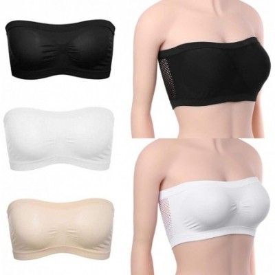 Bras Women Seamless Tube Top Breathable Strapless Bandeau Bra Underwear Bras-Without Pad - Black - CW18W3O5A30