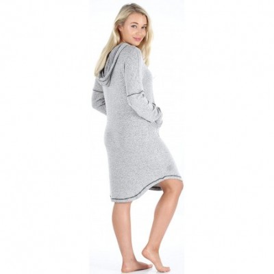 Nightgowns & Sleepshirts Women's Long Sleeve- Soft Knit Loungewear Pajamas - Nightgown- Black Melange - CP18RI45ZAA