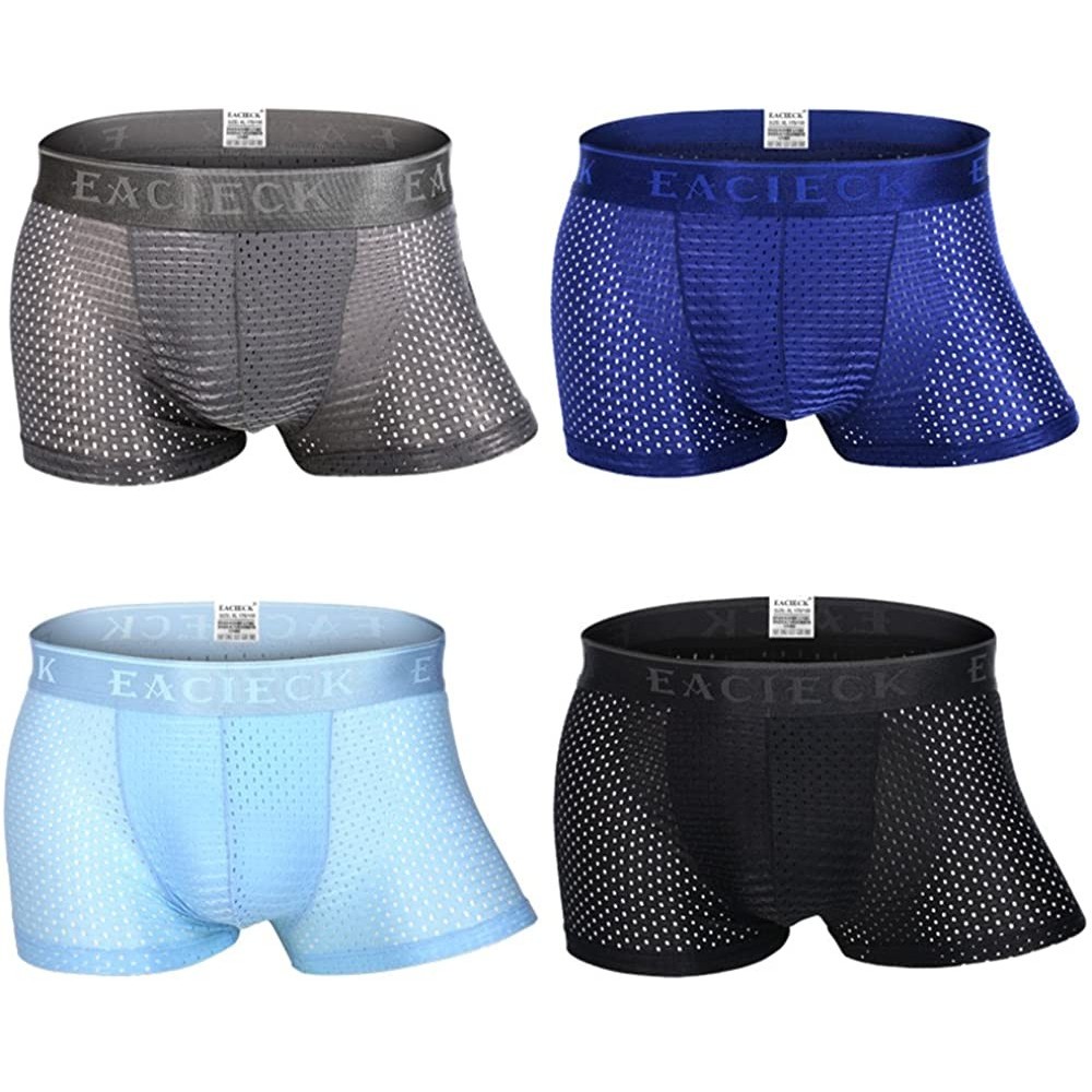 Boxer Briefs Men's Comfortable Bamboo Fiber Boxer Briefs Undeerwear Pack of 4 (XXL-33-34.5"- Multicolor 01) - CJ1808QO4W3