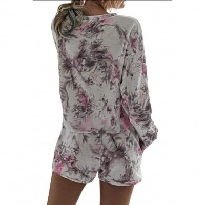 Sets Women's Pajamas Printed Crew Neck Long Sleeve Top Shorts Loungewear Nightwear Sleepwears - 6 - CH190HQD8RO