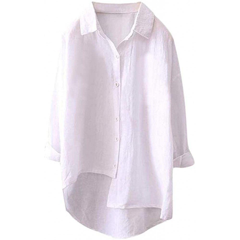 Thermal Underwear Buttons Down Shirt Women Casual Long Sleeve Tops Loose Blouse - Button Down-white - C618U8ZNGHY