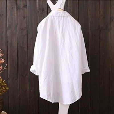 Thermal Underwear Buttons Down Shirt Women Casual Long Sleeve Tops Loose Blouse - Button Down-white - C618U8ZNGHY