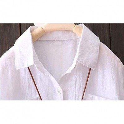 Thermal Underwear Buttons Down Shirt Women Casual Long Sleeve Tops Loose Blouse - Button Down-white - C618U8ZNGHY