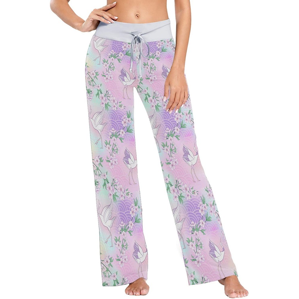 Bottoms Women's Loose Casual Comfy Pajama Pants Drawstring Palazzo Wide Leg Lounge Pants - Color2 - CU197EKDE5N