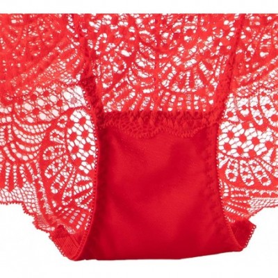 Panties Women's Soft Seamless Lace Underwear High Waist Panty Brief - A-red(5 Pack) - CV18XRHGS96