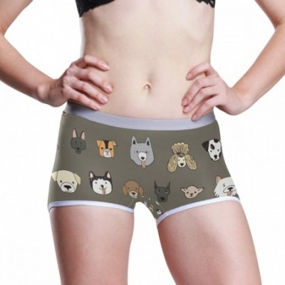 Panties Boyshort Panties Women's Elephant in Dry Tree Soft Underwear Briefs - Funny Cartoon Dog Faces - CX18SU00GCX