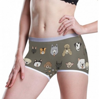 Panties Boyshort Panties Women's Elephant in Dry Tree Soft Underwear Briefs - Funny Cartoon Dog Faces - CX18SU00GCX