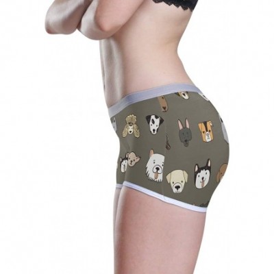 Panties Boyshort Panties Women's Elephant in Dry Tree Soft Underwear Briefs - Funny Cartoon Dog Faces - CX18SU00GCX