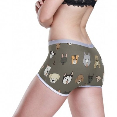 Panties Boyshort Panties Women's Elephant in Dry Tree Soft Underwear Briefs - Funny Cartoon Dog Faces - CX18SU00GCX