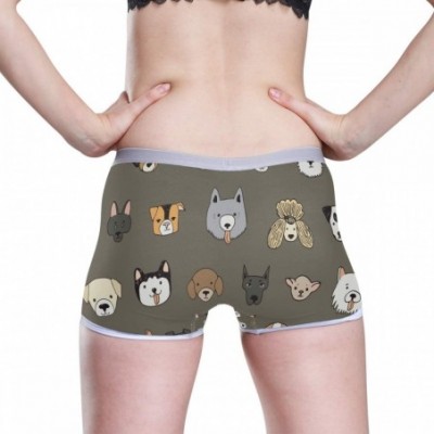 Panties Boyshort Panties Women's Elephant in Dry Tree Soft Underwear Briefs - Funny Cartoon Dog Faces - CX18SU00GCX