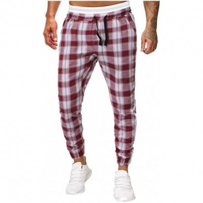 Thermal Underwear Mens Casual Long Pants Stretch Plaid Harem Trousers Slim Fit Track Pants Joggers Tapered Slacks for Gym Run...