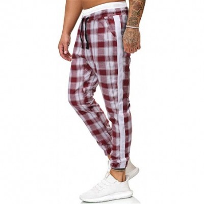 Thermal Underwear Mens Casual Long Pants Stretch Plaid Harem Trousers Slim Fit Track Pants Joggers Tapered Slacks for Gym Run...