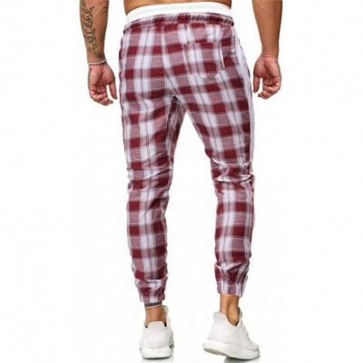 Thermal Underwear Mens Casual Long Pants Stretch Plaid Harem Trousers Slim Fit Track Pants Joggers Tapered Slacks for Gym Run...