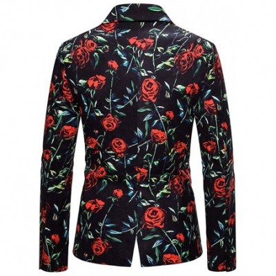 Trunks Men's Floral Party Dress Suit Luxury Embroidered Wedding Blazer Dinner Tuxedo Jacket - Red - CS192SZ0IY2