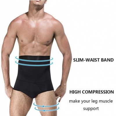 Briefs Mens High Waist Compression Shapewear Slimming Body Shaper Tummy Control Shorts Briefs Underwear - Black - CV18G6IEL6T