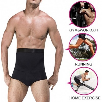 Briefs Mens High Waist Compression Shapewear Slimming Body Shaper Tummy Control Shorts Briefs Underwear - Black - CV18G6IEL6T