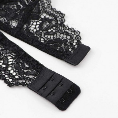 Garters & Garter Belts Floral Lace Garter Belt Stockings Sexy Underwear 2 pcs for Ladies - Black - CL196WX5E6R